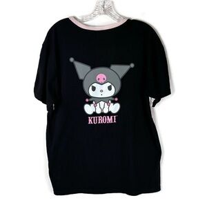 Sanrio Kuromi x My Melody Kawaii Two Sided Short Sleeve Tee in Black/Pink